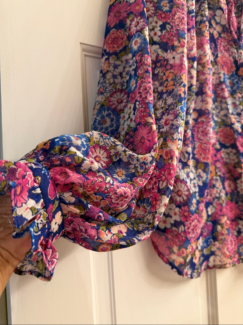 Vince Camuto Floral Button-Down Shirt — Pink, Blue & White - Picture 3 of 4